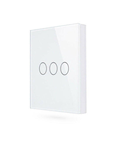 Modern white 3 Gang Glass Smart Light Switch by iHelios Living Reinvented