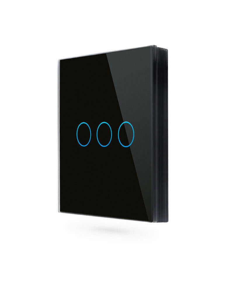 Modern Black 3 GangGlass Smart Light Switch by iHelios Living Reinvented - Innovative Home Automation